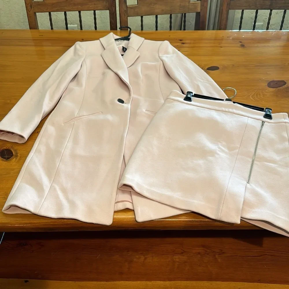 White House Black Market Pink Coat and NWT Matching Skirt SET